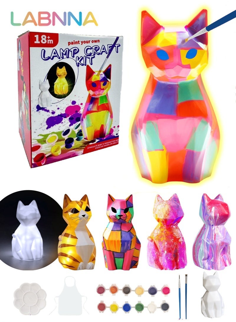 LABNNA Paint Your Own Cat Lamp Kit, Arts and Crafts for Kids Ages 8-12, Art Supplies Painting kit for Kids 6-12, Cat Night Light Toys Girls Boy Birthday Gifts for Kid Ages 3 4 5 6 7 8 9 10 11 12+ - Image 1